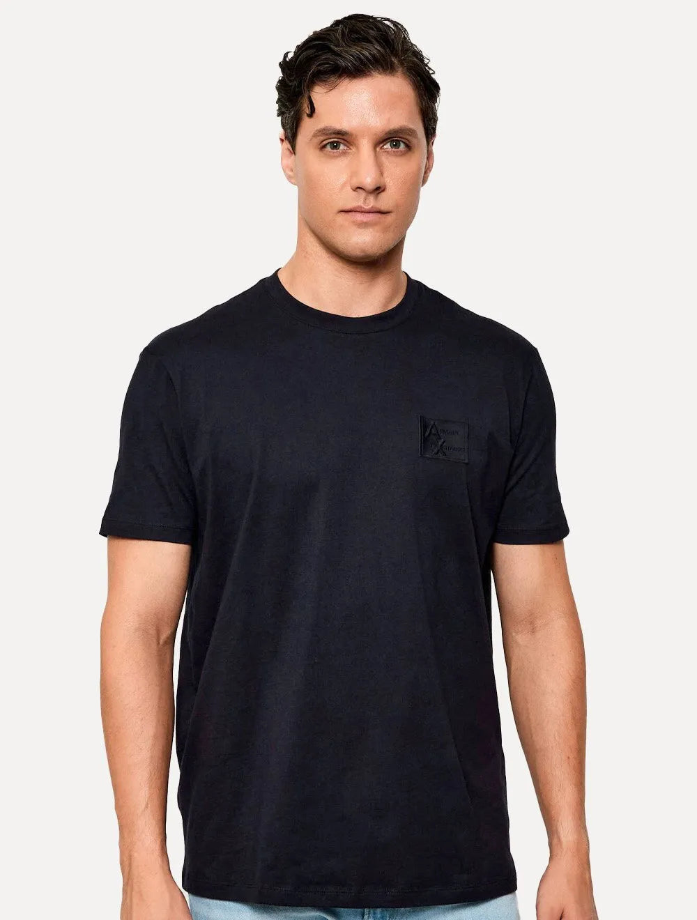 Camiseta Armani Exchange Masculina Regular Rubber AX Logo Azul Marinho