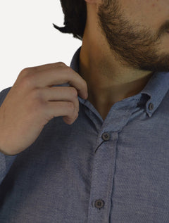 Camisa Calvin Klein Jeans Masculina Regular Oxford Leve Logo Azul Marinho