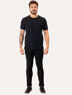 Camiseta Guess Masculina Big Logo Los Angeles Bordado Preta