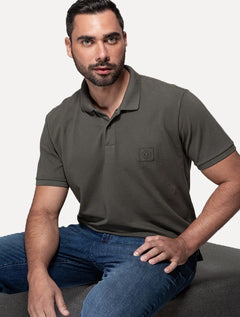 Polo Guess Masculina Piquet Small Patch Verde Militar