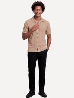 Camisa Aramis Masculina Manga Curta Piquet Bowling Tricot Areia