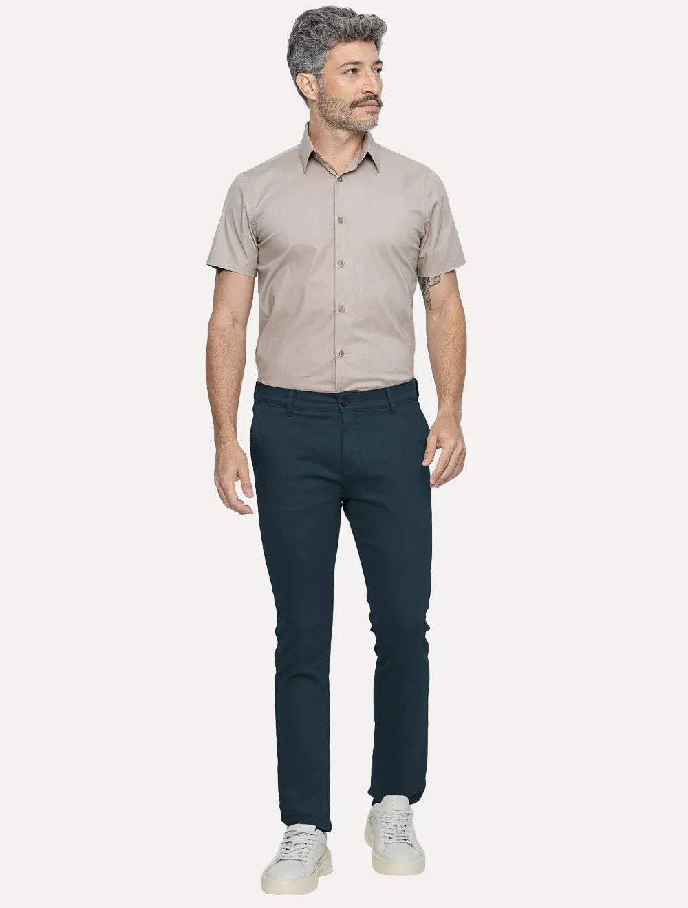Calça King & Joe Sarja Masculina Slim Azul Marinho