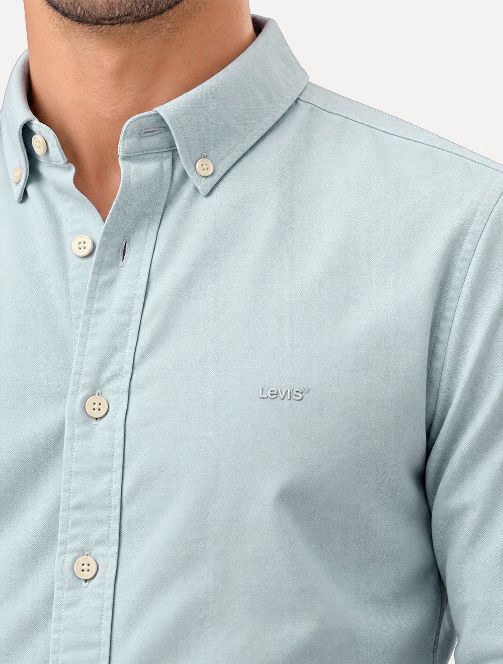Camisa Levis Masculina Relaxed Oxford Authentic Button Up Azul Claro