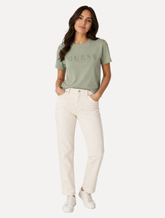 Camiseta Guess Feminina Los Angeles Embroidery Logo Verde Limão