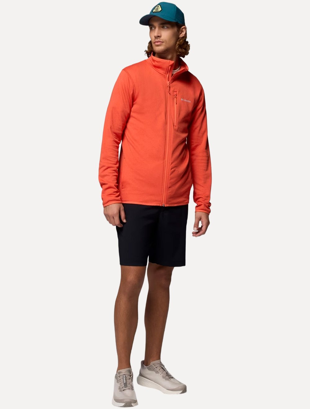Jaqueta Columbia Masculina Fleece Hike Grid Full Zip Vermelho