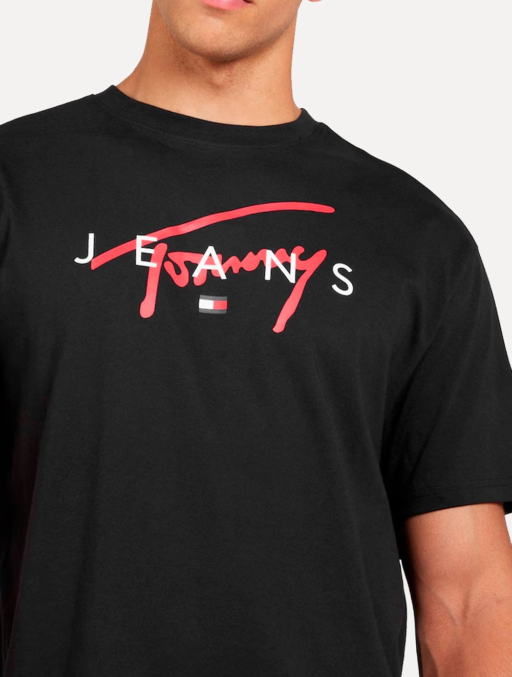 Camiseta Tommy Jeans Masculina Regular Signature Twist Logo Tee Preta