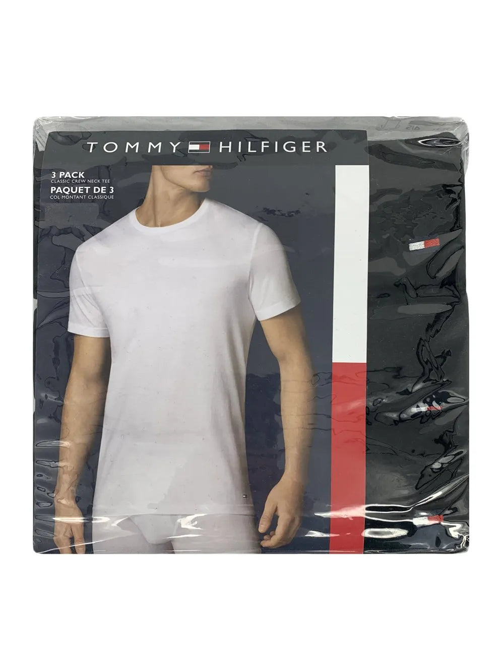 Camisetas Tommy Hilfiger Masculinas Classic Crewneck Pretas Pack 3UN
