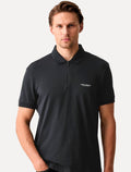 Polo Armani Exchange Slim Fit Malha de Algodão Half Zip Azul Marinho