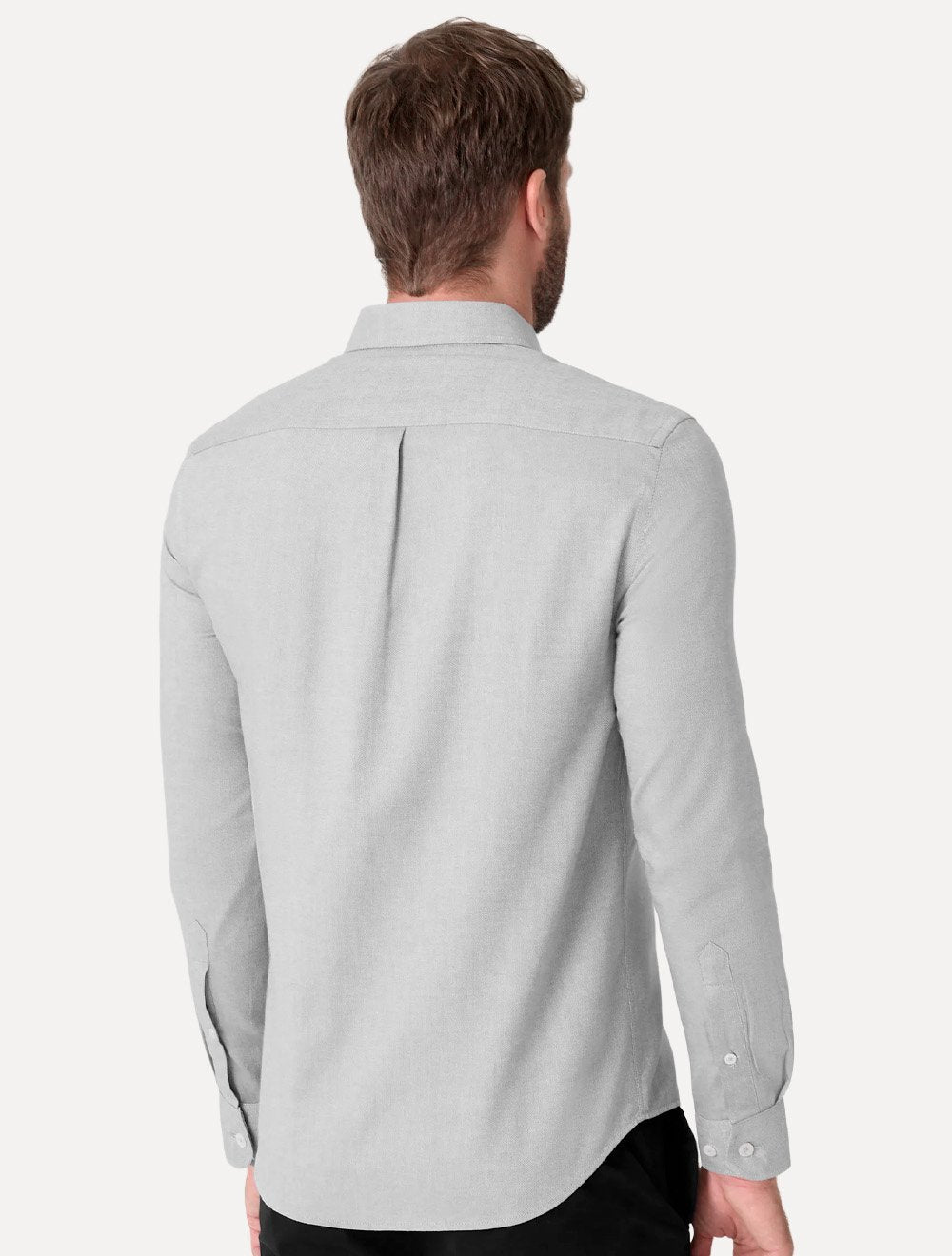 Camisa Dudalina Masculina Milano Fit Tricoline Stretch Oxford Cinza Claro