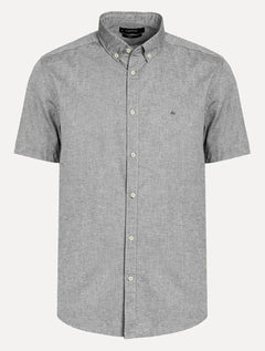 Camisa Aramis Masculina Manga Curta Slim Oxford Planalto Cinza Escuro