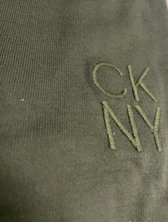 Blusa Calvin Klein Masculina Manga Longa CK NY Bordado Verde Militar