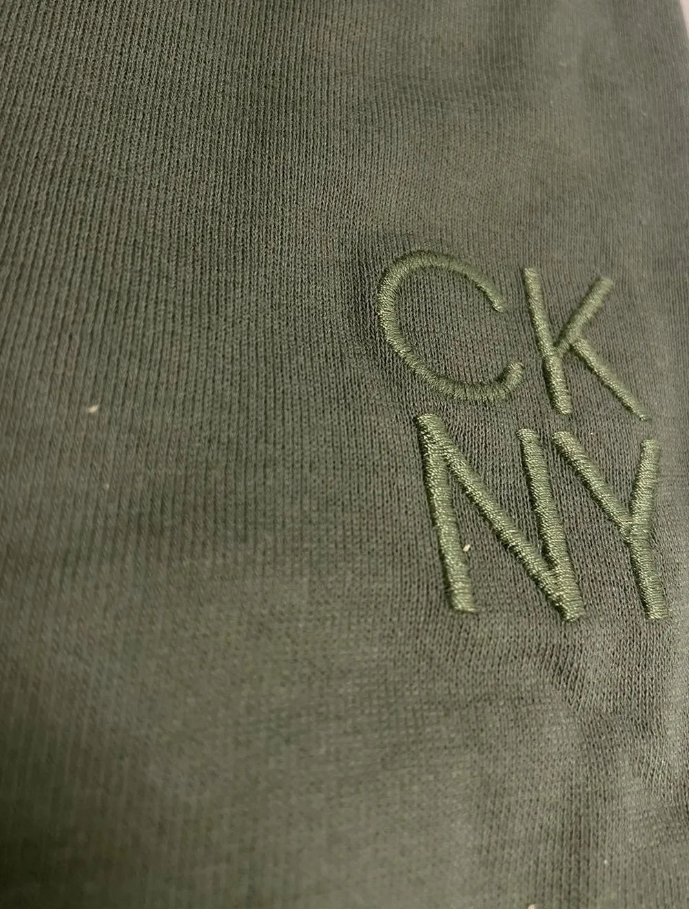 Blusa Calvin Klein Masculina Manga Longa CK NY Bordado Verde Militar