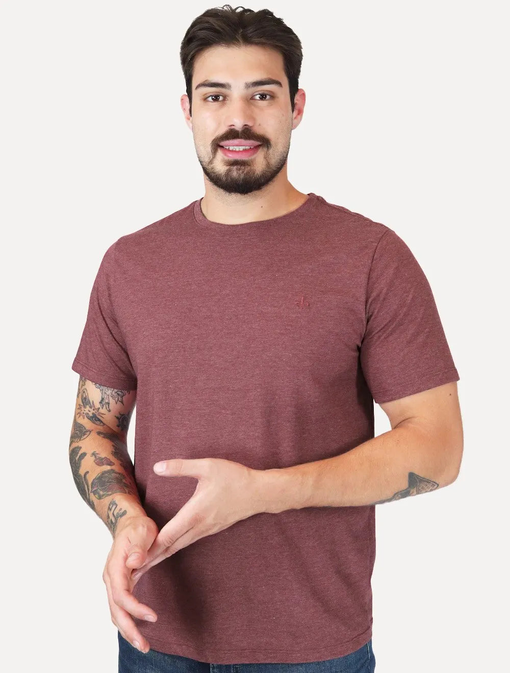 Camiseta Dudalina Masculina Sobretinta Vermelho Mescla