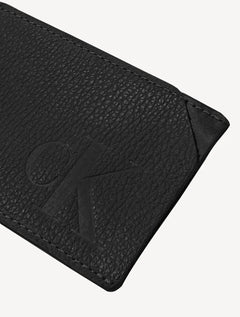 Carteira Calvin Klein Jeans Porta Cartão Couro Queima CK Preta