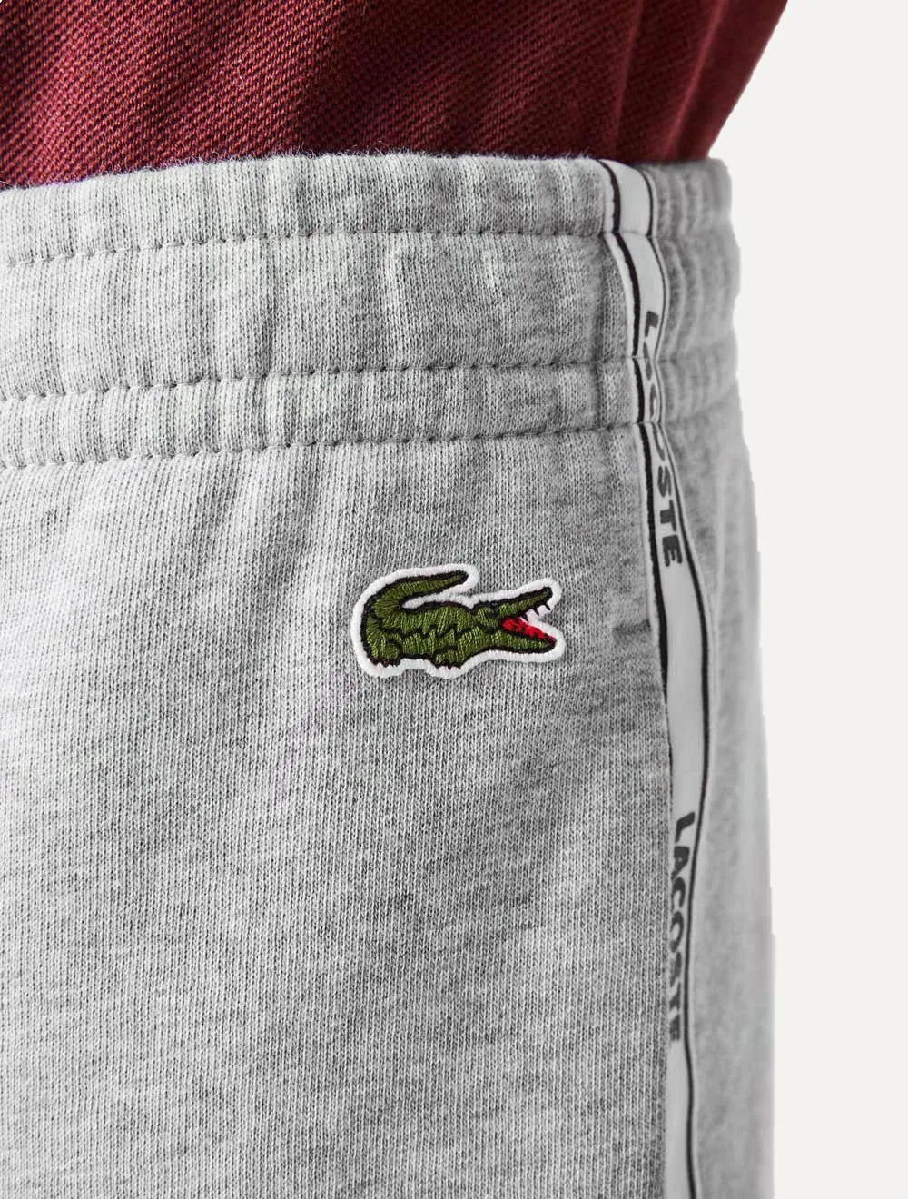 Bermuda Lacoste Masculina Moletom Fleece Signature Sash Cinza