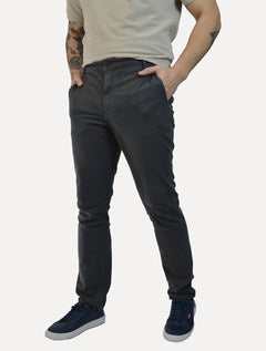 Calça Aramis Masculina Chino Sarja Classica Button Chumbo