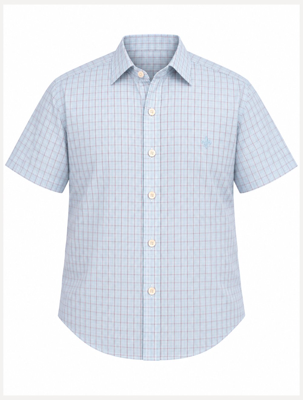 Camisa Dudalina Masculina Plus Size Manga Curta Slim Confort Superfine Cotton Listrada Azul Claro