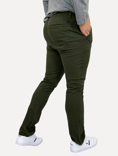 Calça Aramis Masculina Sarja Chino Regular Color Comfort Verde Escuro