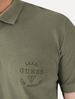 Polo Guess Masculina Piquet 1981 Bordado Verde
