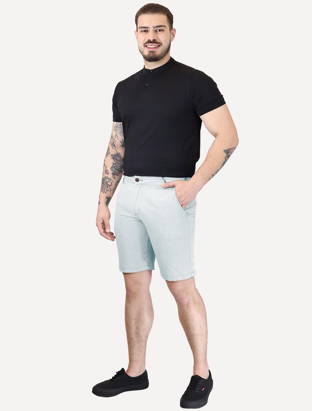 Bermuda Aramis Masculina Chino Fishbone Azul Claro