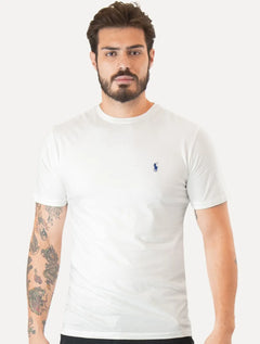 Camiseta Ralph Lauren Masculina Custom Slim Fit Branca