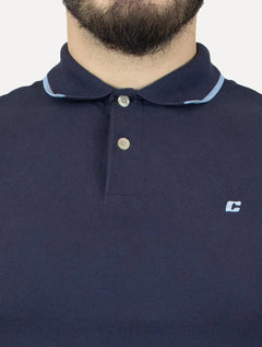 Polo Colcci Masculina Piquet Blue Frisos Mini Logo Azul Marinho