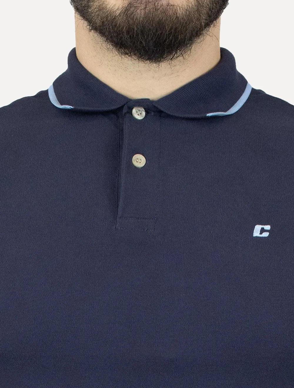Polo Colcci Masculina Piquet Blue Frisos Mini Logo Azul Marinho