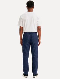 Calça Calvin Klein Jeans Masculina Viscose Linho Botão Azul Marinho