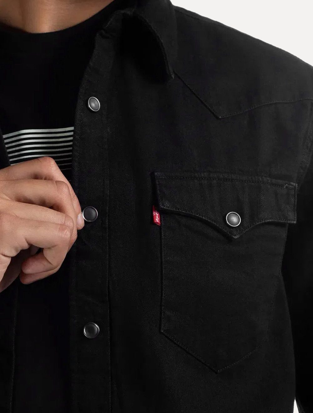 Camisa Jeans Levis Masculina Barstow Western Preta