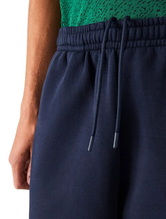 Bermuda Lacoste Masculina Moletom Fleece Signature Sash Azul Marinho