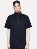 Camisa Tommy Hilfiger Masculina Manga Curta Classic Collar Azul Marinho