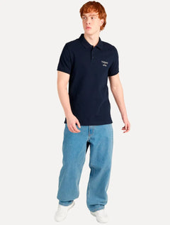 Polo Tommy Jeans Masculina Regular Corp Chest Azul Marinho