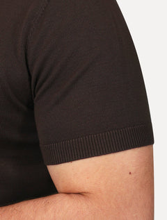 Polo Dixen Masculina Tricot Viscose Texturizada Manga Curta Marrom