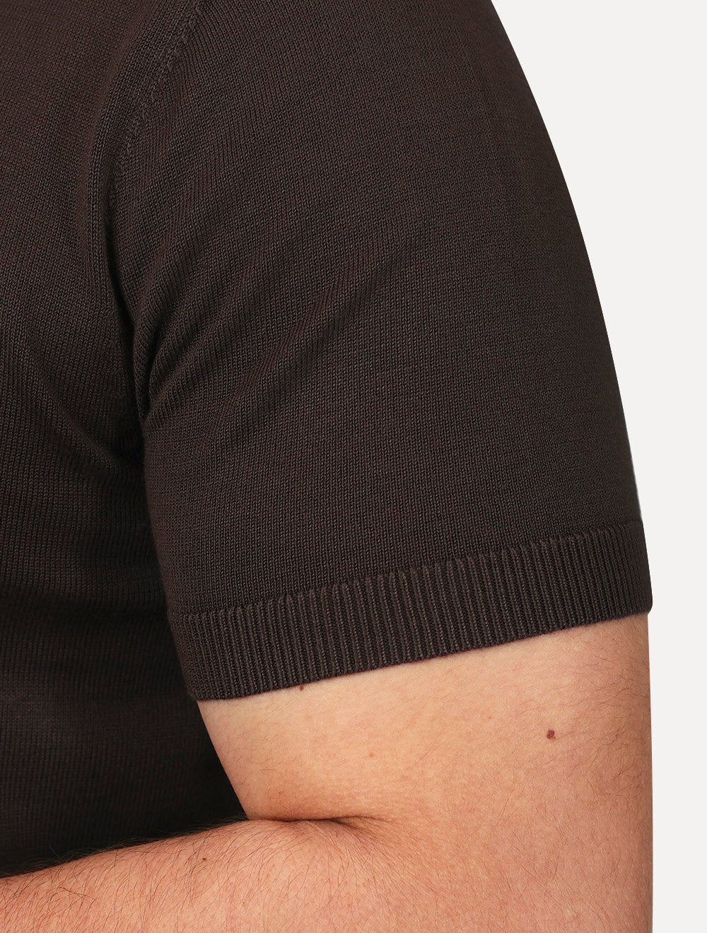 Polo Dixen Masculina Tricot Viscose Texturizada Manga Curta Marrom