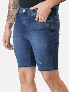 Bermuda Guess Jeans Masculina Inter Refile Azul Médio