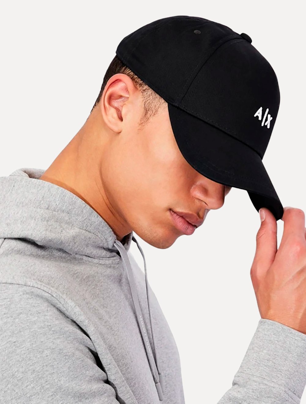 Boné Armani Exchange Cotton Twill Embroidered Logo Preto