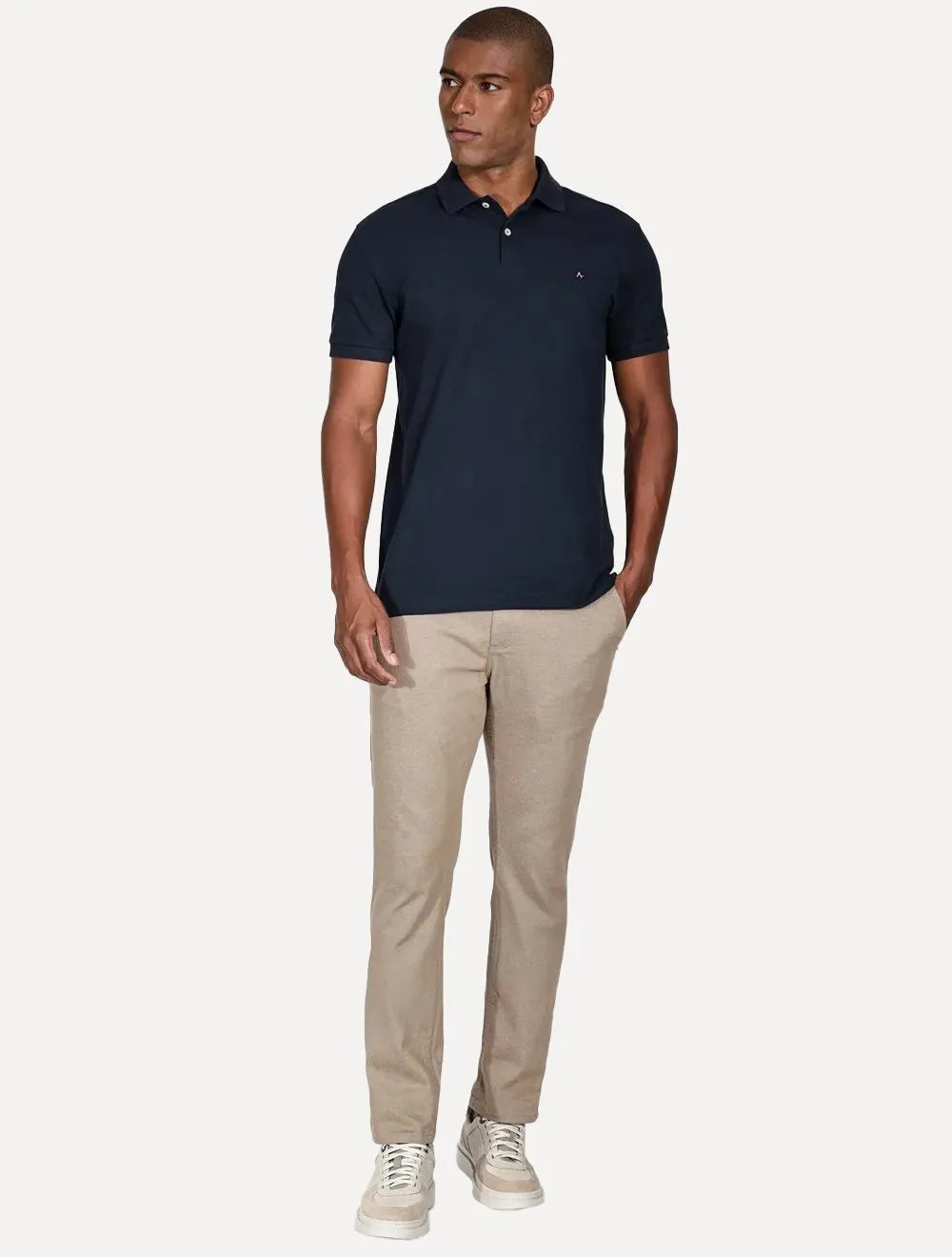 Polo Aramis Masculina Basic Piquet Azul Petróleo