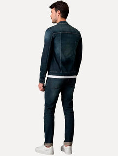 Jaqueta Calvin Klein Trucker Stoned Denim Azul Escuro