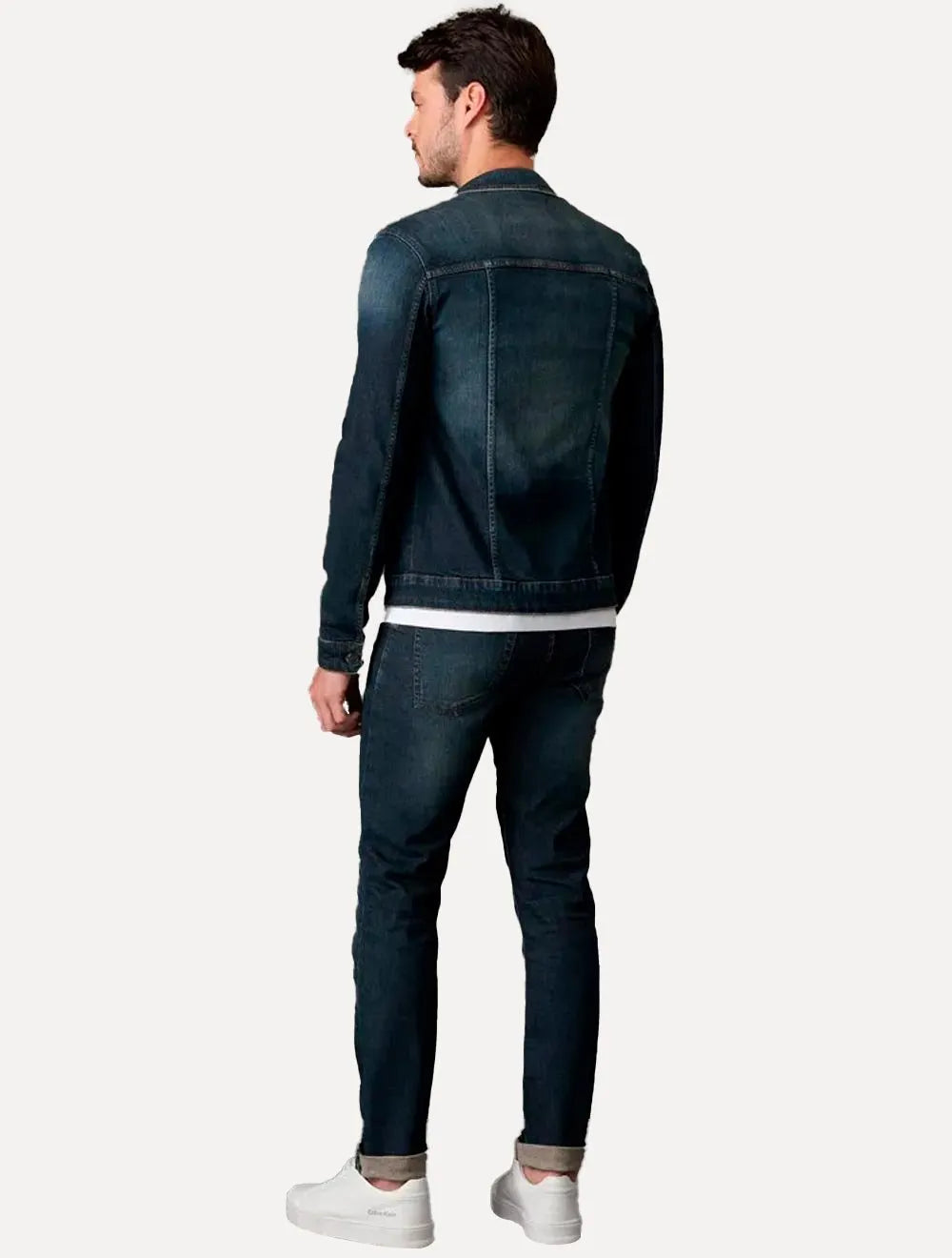 Jaqueta Calvin Klein Trucker Stoned Denim Azul Escuro