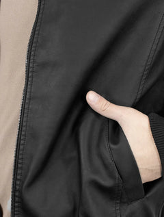 Jaqueta Ellus Masculina Vegan Leather Bomber Zip Preta