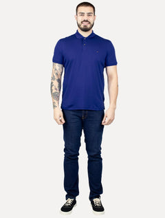 Polo Tommy Hilfiger Masculina Malha Liquid Cotton Seasonal Azul Royal