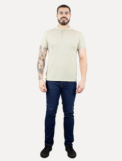 Polo Dixen Masculina Piquet Gola Lisa Cáqui Mescla Claro