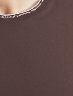 Camiseta Aramis Masculina Grey Friso Gola Mono Logo Marrom Escuro