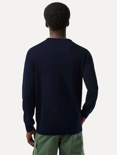 Suéter Lacoste Masculino Regular Fit Gola Redonda Logo Azul Marinho