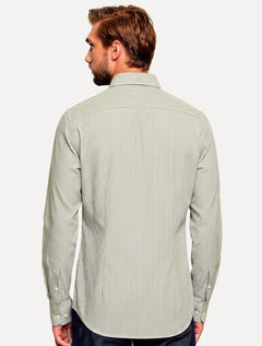Camisa Tommy Hilfiger Masculina Slim Striped Stretch Verde