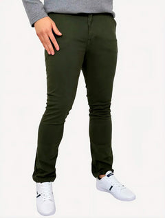 Calça Aramis Masculina Chino Sarja Classica Button Verde Escuro
