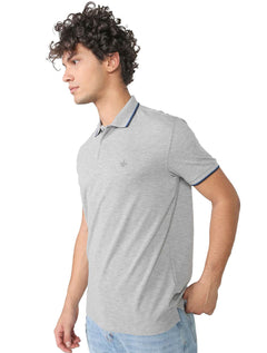 Polo Dudalina Masculina Gradient Collar Cinza Mescla