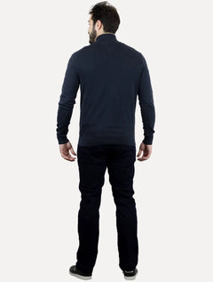 Suéter Tommy Hilfiger Masculino Essential Cotton Zip Through Azul Marinho
