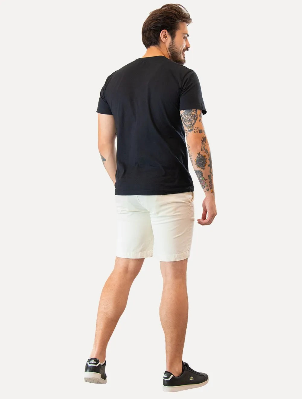 Bermuda Sergio K Masculina Chino Sarja Elastano Off-White