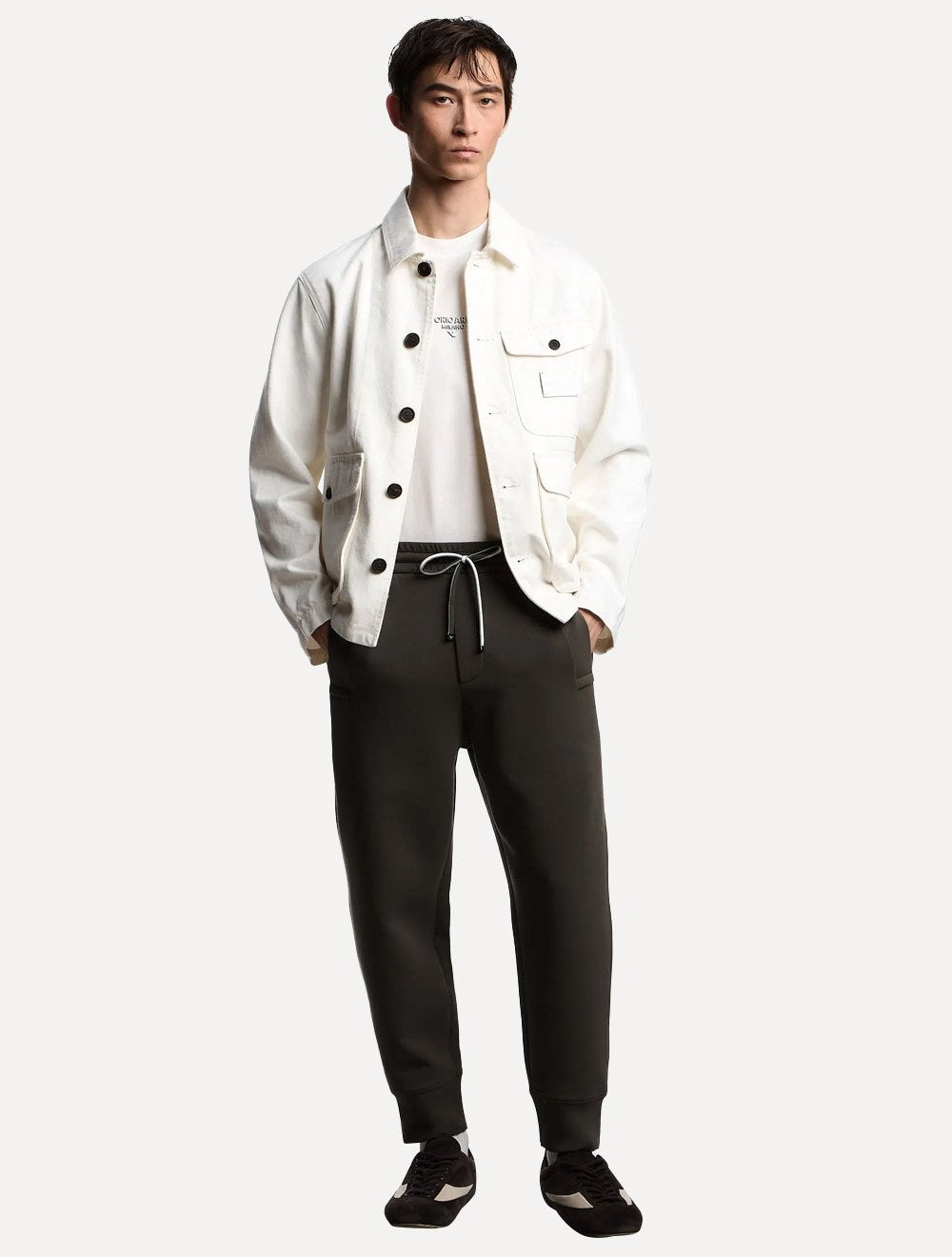 Camiseta Empório Armani Masculina Jersey Logo Chest Off-White